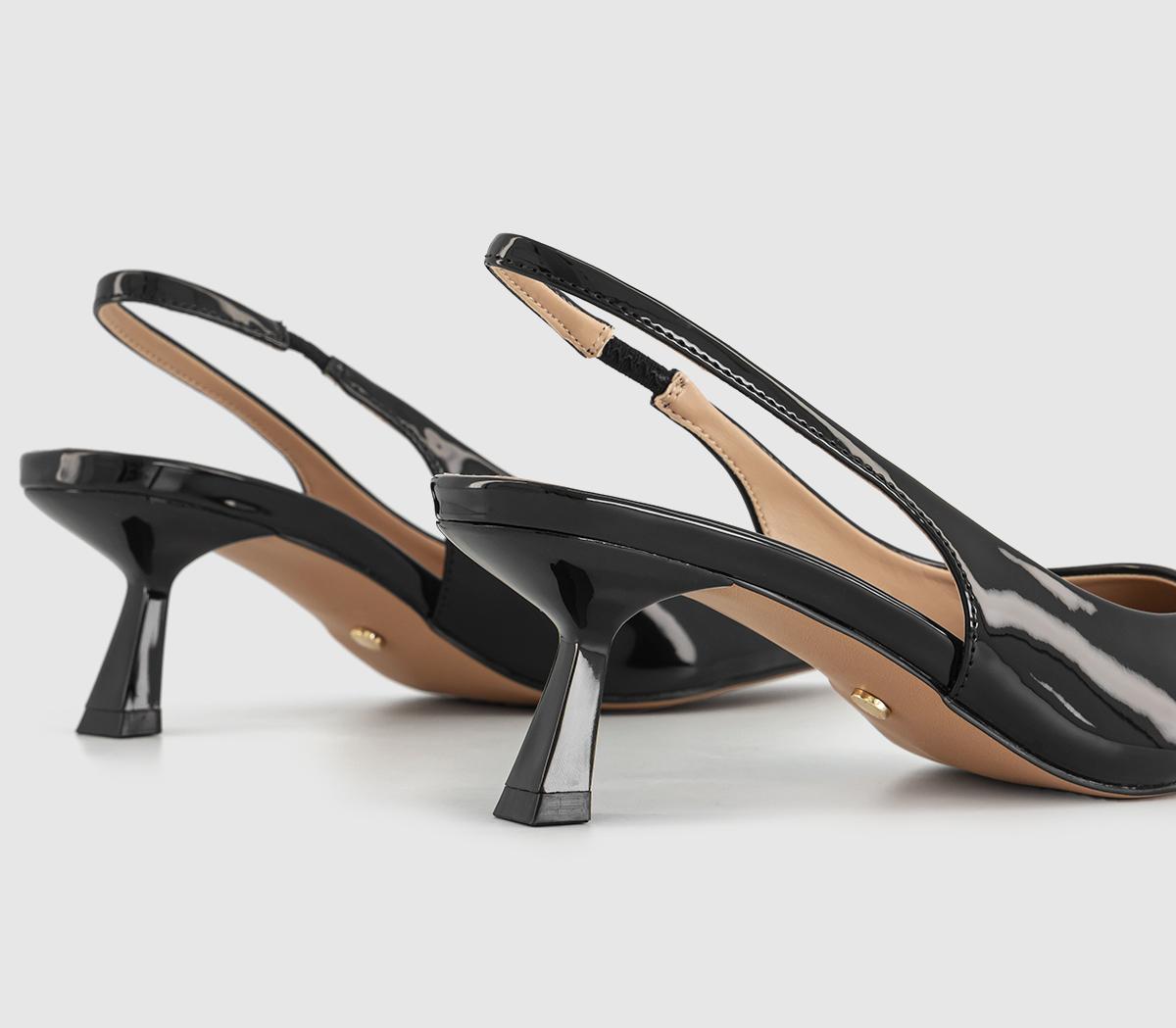 OFFICE Miracle Point Kitten Heel Slingbacks Black - Mid Heels