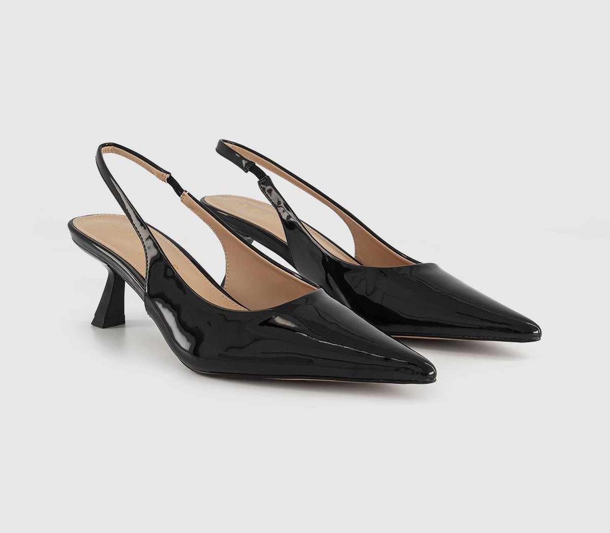 OFFICE Miracle Point Kitten Heel Slingbacks Black - Mid Heels