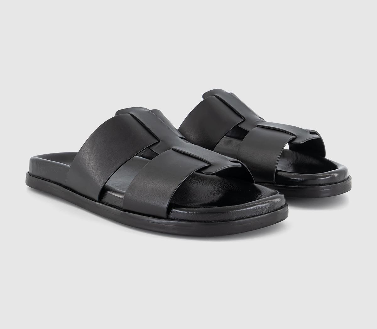 OFFICESantino Leather Interweave Sliders OFFICESantino Leather Interweave SlidersBlack Leather