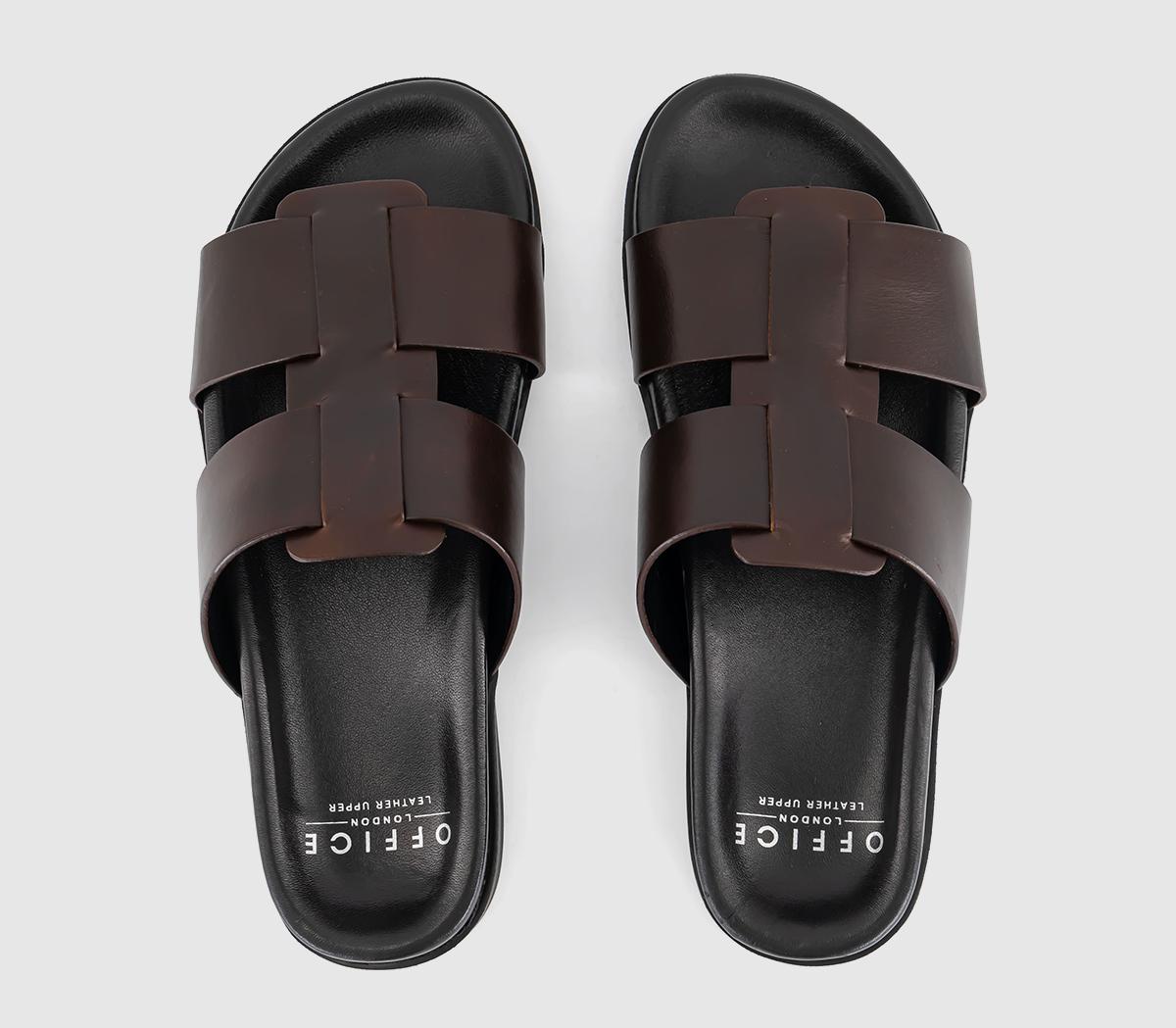 OFFICESantino Leather Interweave Sliders OFFICESantino Leather Interweave SlidersBrown Leather