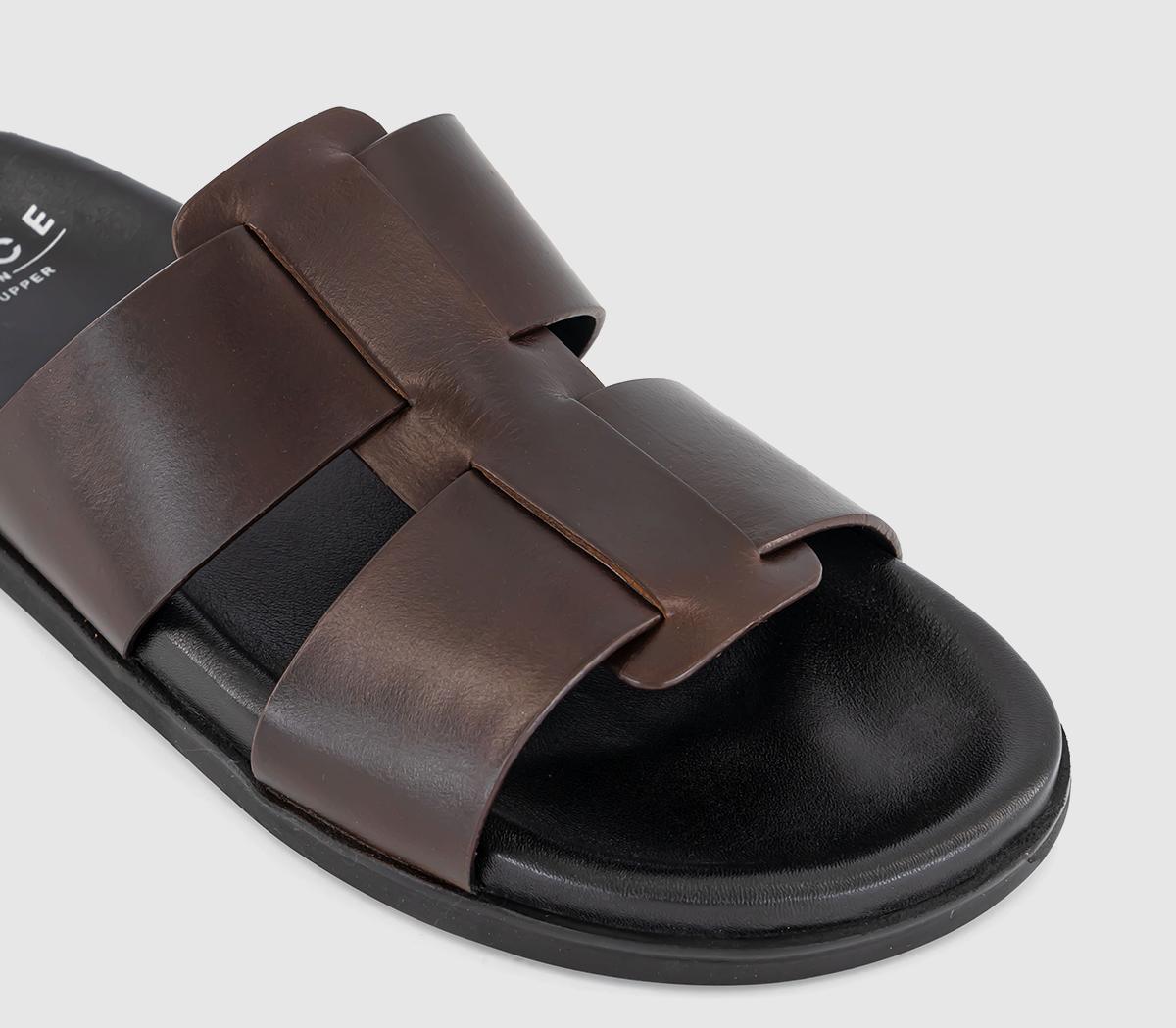 OFFICESantino Leather Interweave Sliders OFFICESantino Leather Interweave SlidersBrown Leather
