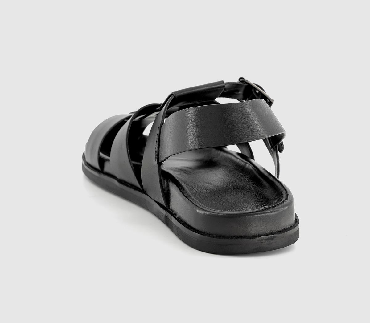 OFFICESullivan Leather Fisherman SandalsBlack Leather
