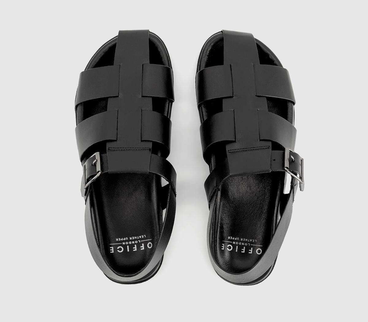 OFFICESullivan Leather Fisherman SandalsBlack Leather