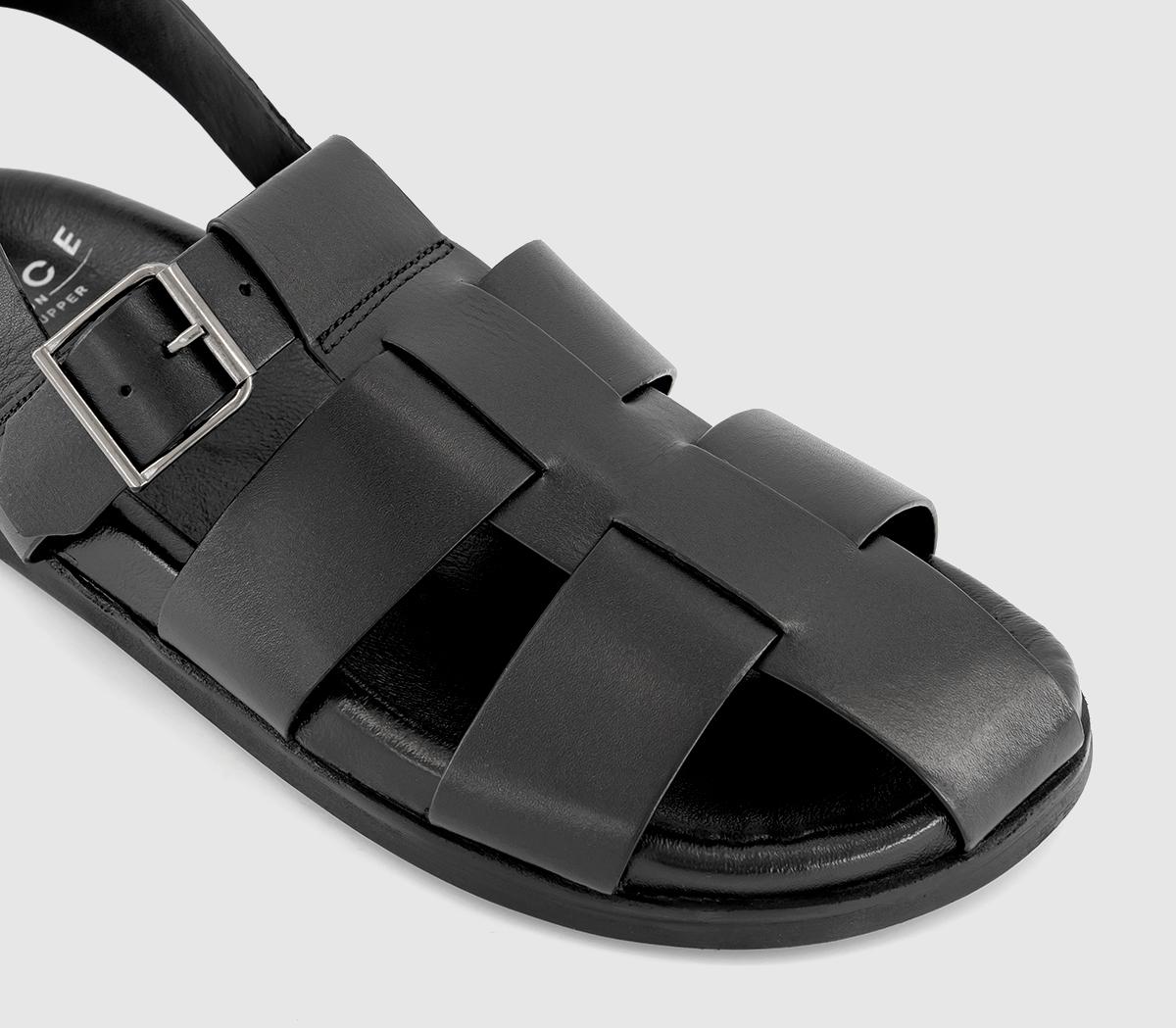 OFFICESullivan Leather Fisherman SandalsBlack Leather