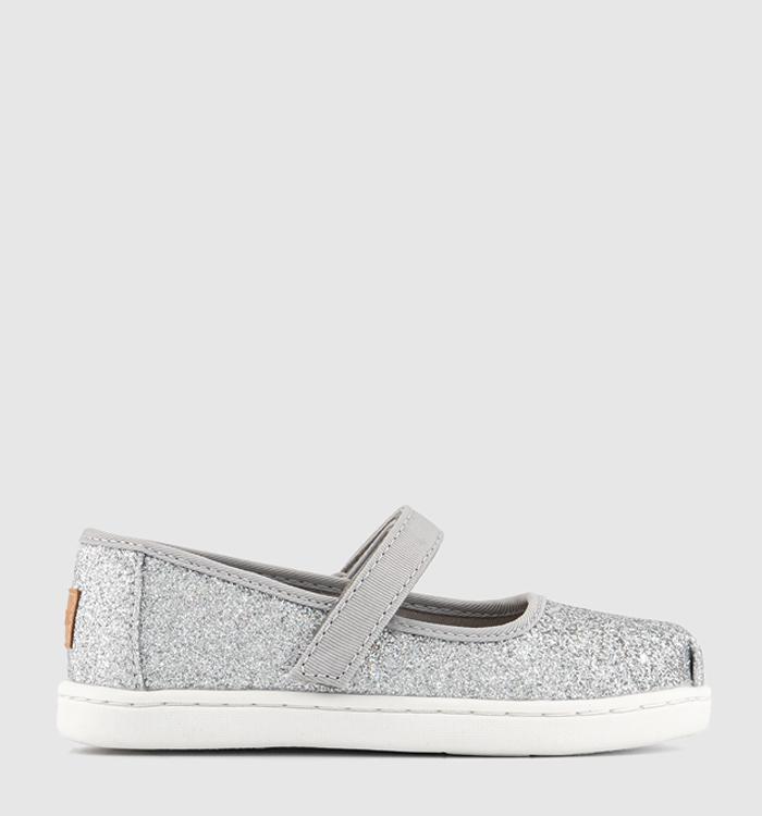 TOMS Mary Jane Tiny Shoes Silver Iridescent Glimmer