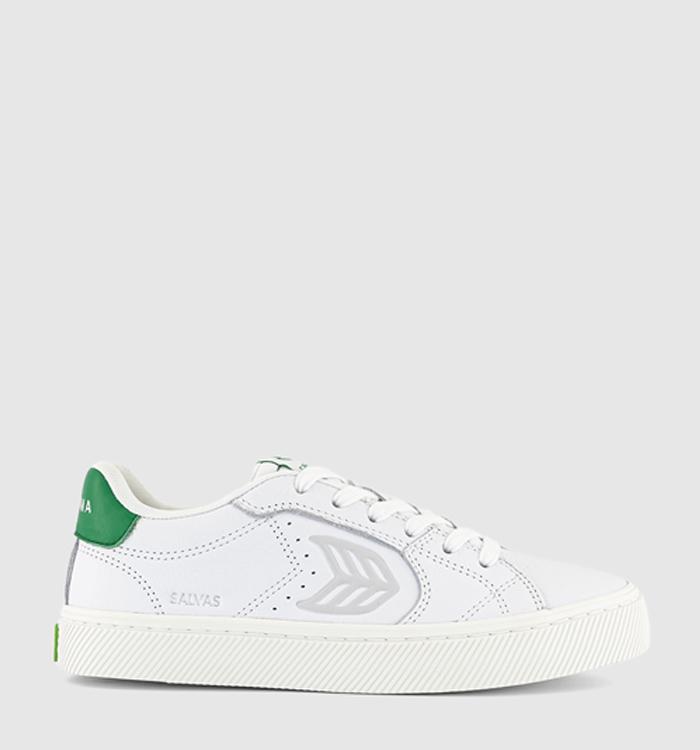 CARIUMA Salvas Premium Leather Trainers White Ice And Green