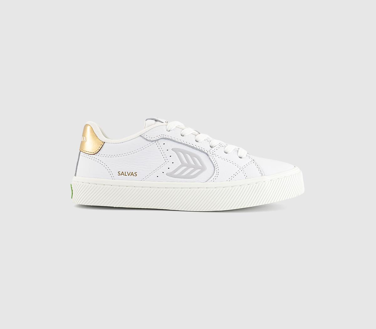CARIUMASalvas Premium Leather TrainersWhite Ice Metallic Gold