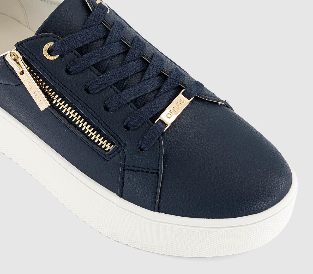 OFFICE Trinity Zip Detail Lace Up Platform Trainers OFFICE Trinity Zip Detail Lace Up Platform Trainers Navy