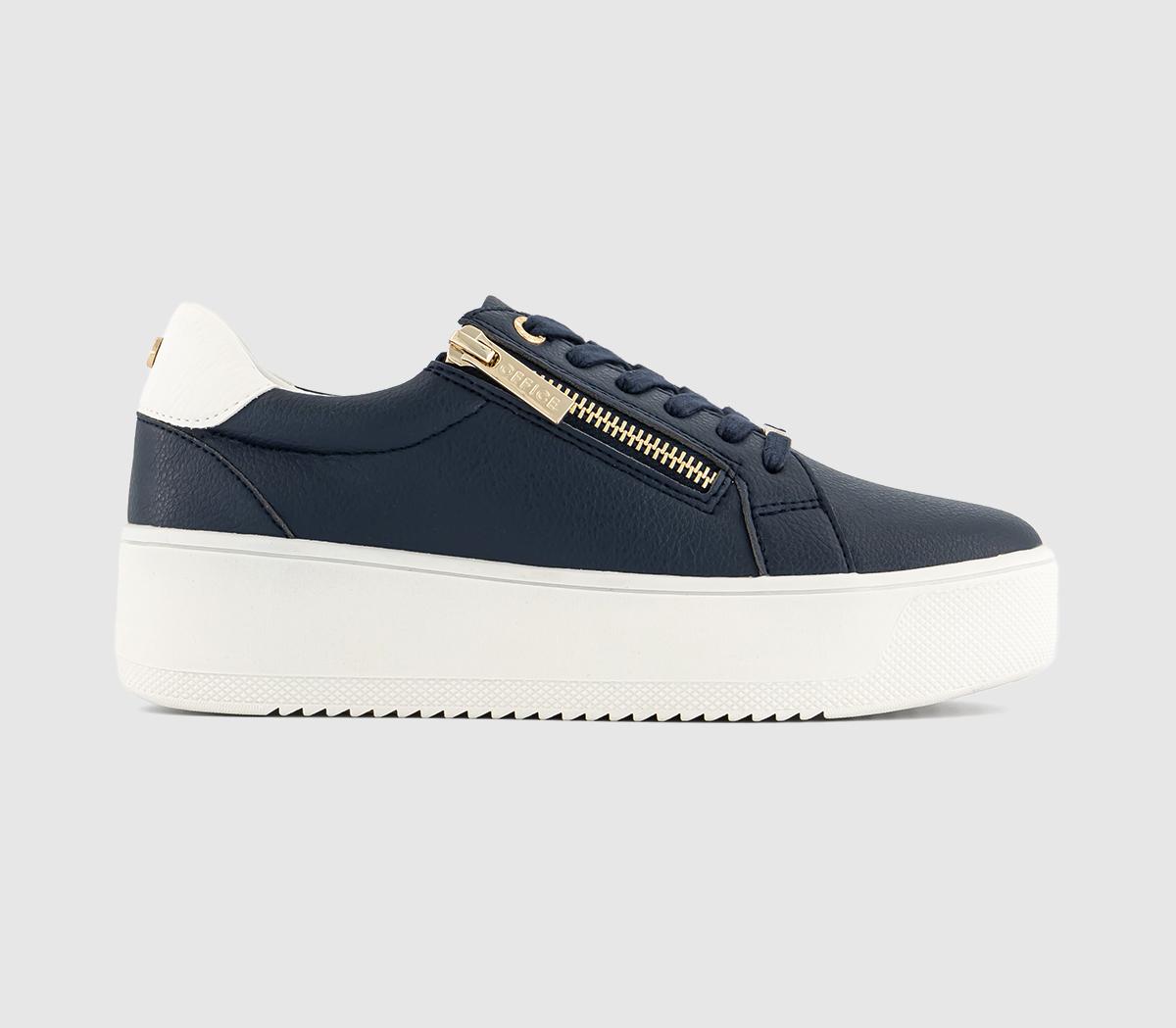OFFICETrinity Zip Detail Lace Up Platform Trainers OFFICETrinity Zip Detail Lace Up Platform TrainersNavy