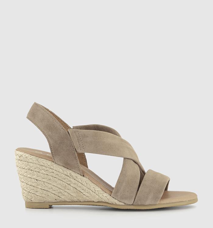OFFICE Milly- Cross Strap Slingback Espadrille Wedge Taupe Suede
