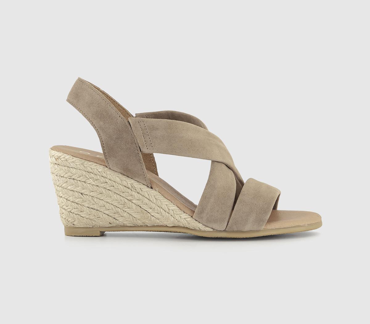 OFFICEMilly- Cross Strap Slingback Espadrille WedgeTaupe Suede