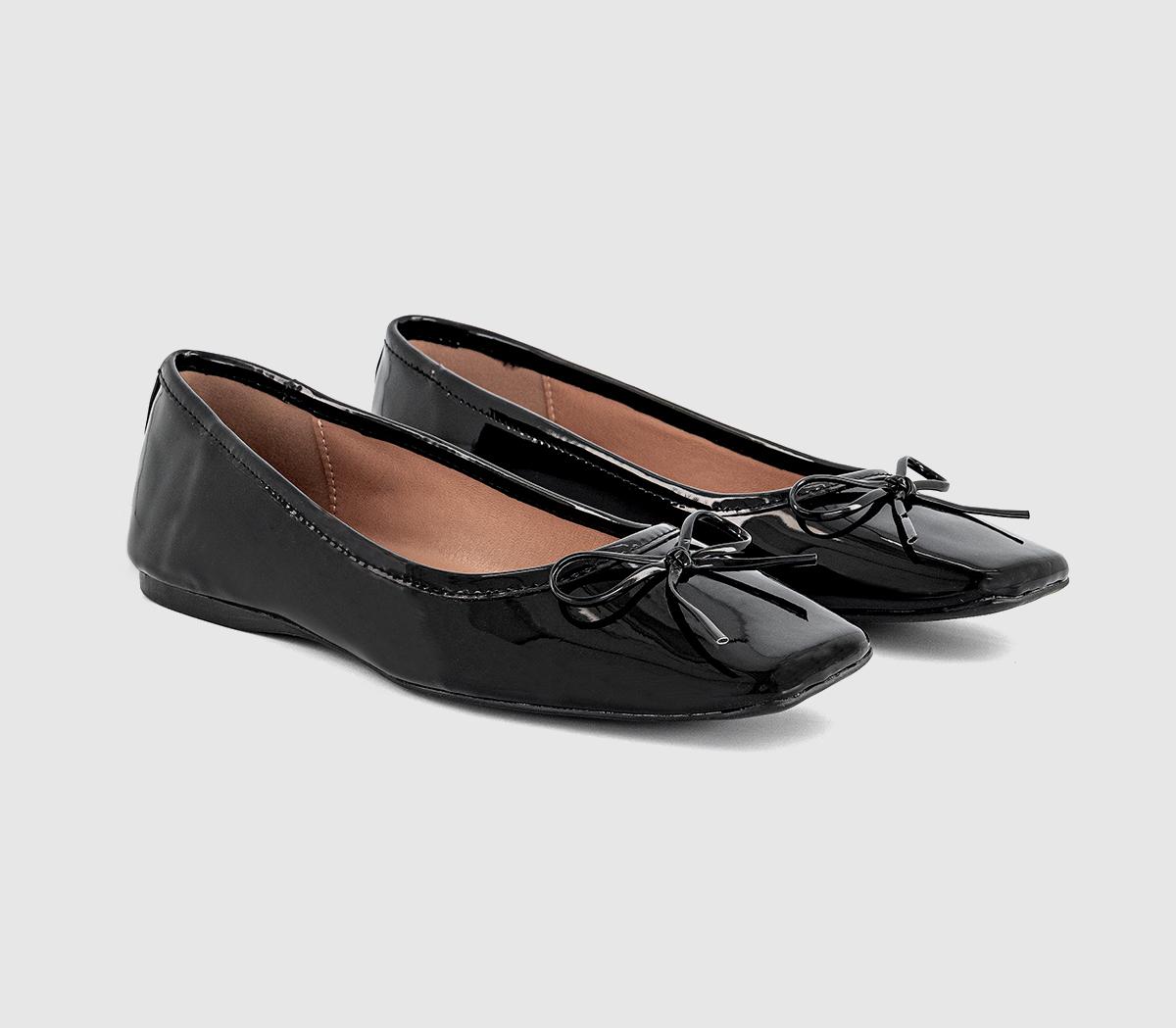 OFFICEFive Star Square Toe Ballerina FlatsBlack Patent