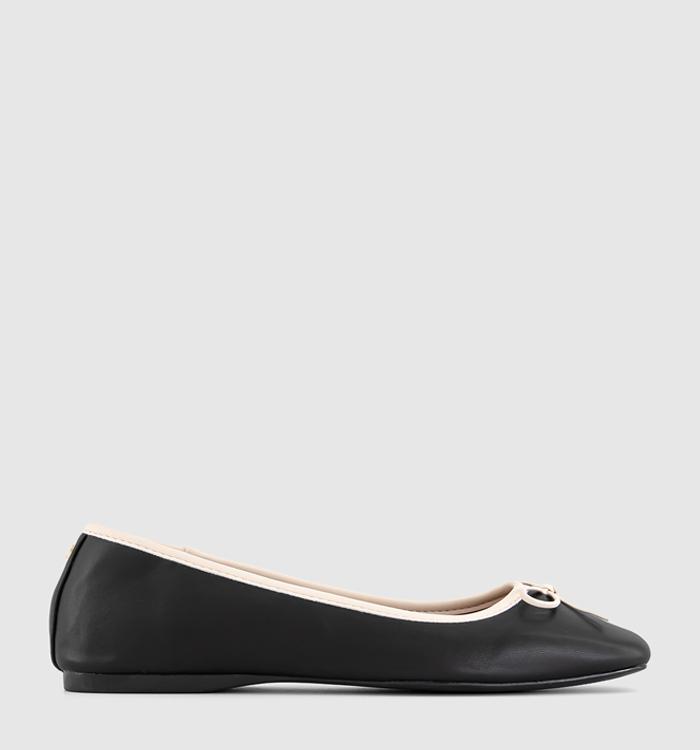 OFFICE Five Star Square Toe Ballet Pumps Black Mix