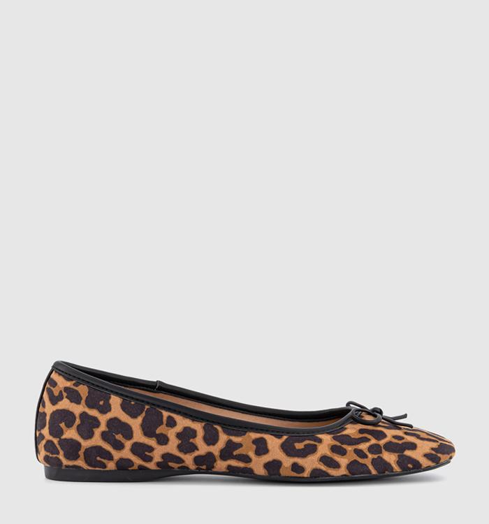 OFFICE Five Star Square Toe Ballet Pumps Leopard