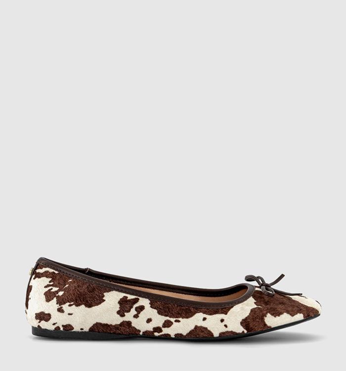 OFFICE Five Star Square Toe Ballet Pumps Cow Print