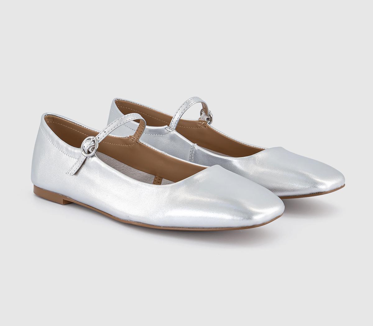 OFFICEFrill Mary Jane Ballet Flat OFFICEFrill Mary Jane Ballet FlatSilver