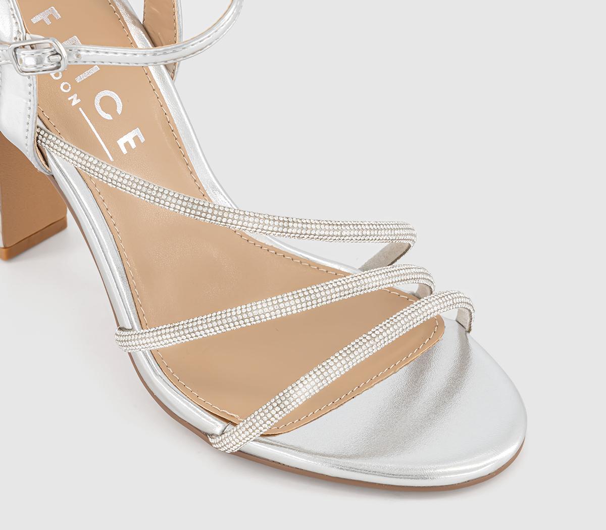 OFFICEHannah Strappy Heeled Sandals OFFICEHannah Strappy Heeled SandalsSilver Embellished