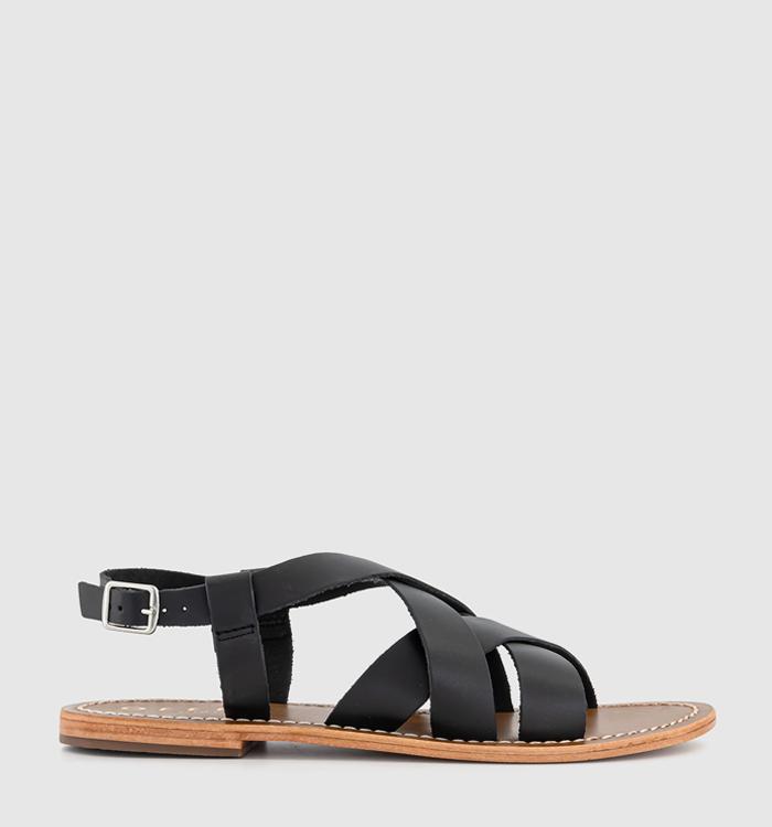 OFFICE Sylvie Crossover Strappy Sandals Black Leather