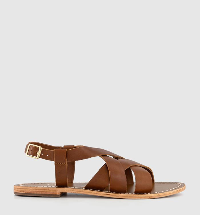 OFFICE Sylvie Crossover Strappy Sandals Tan Leather