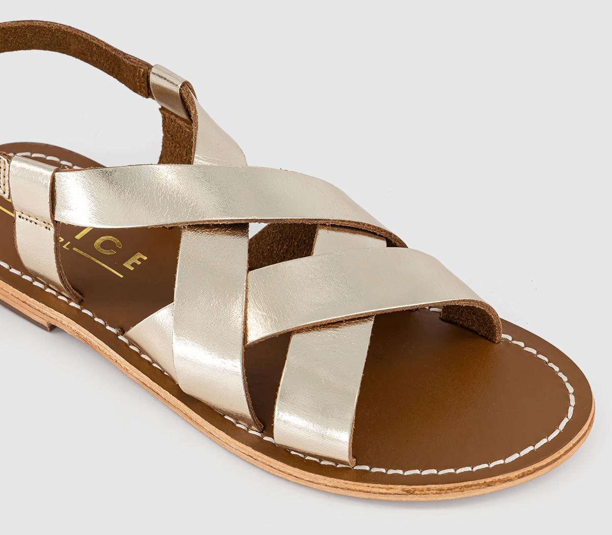OFFICESylvie Crossover Strappy Sandals OFFICESylvie Crossover Strappy SandalsGold Leather