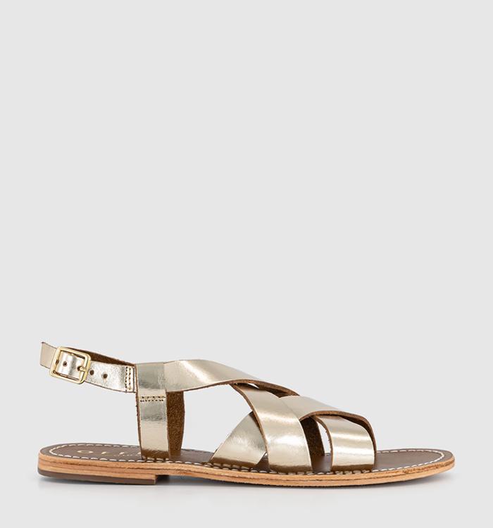 OFFICE Sylvie Crossover Strappy Sandals Gold Leather