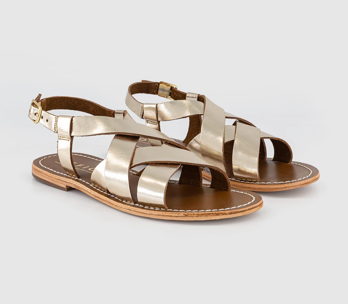 OFFICESylvie Crossover Strappy Sandals OFFICESylvie Crossover Strappy SandalsGold Leather