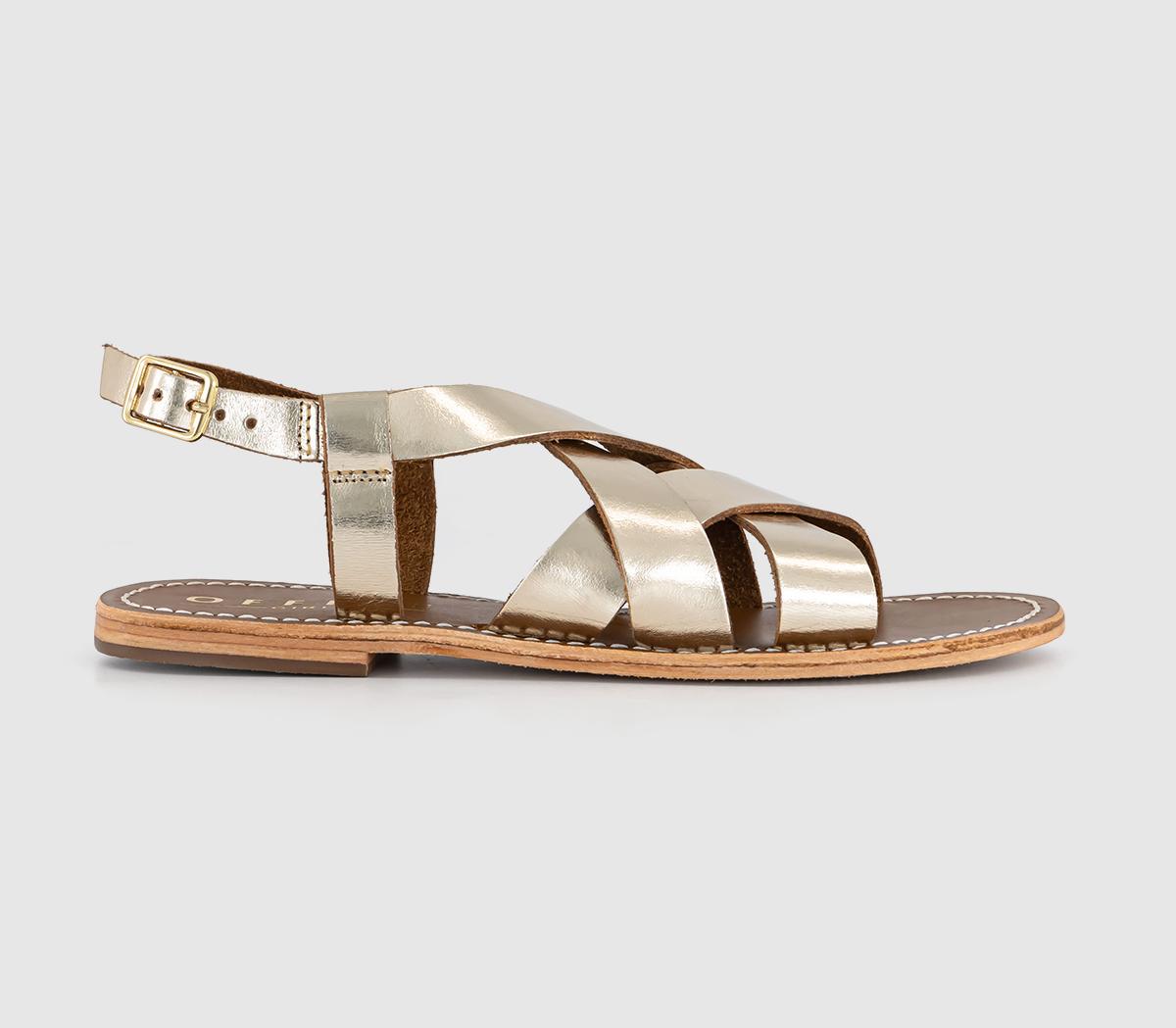 OFFICESylvie Crossover Strappy SandalsGold Leather