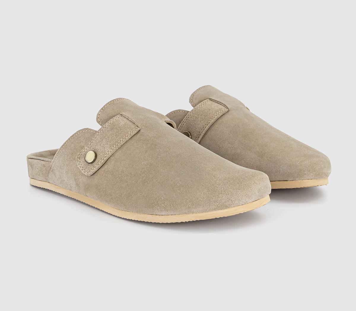 OFFICE Mens Solar Buckle Detail Slip On Clogs Taupe Suede Grey, 8