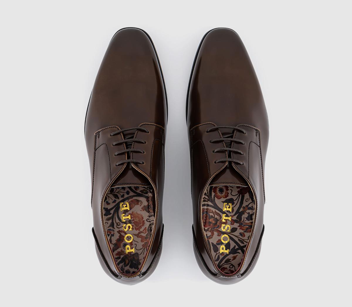 PosteParker Plain Toe Derby Shoes PosteParker Plain Toe Derby ShoesDark Tan Leather