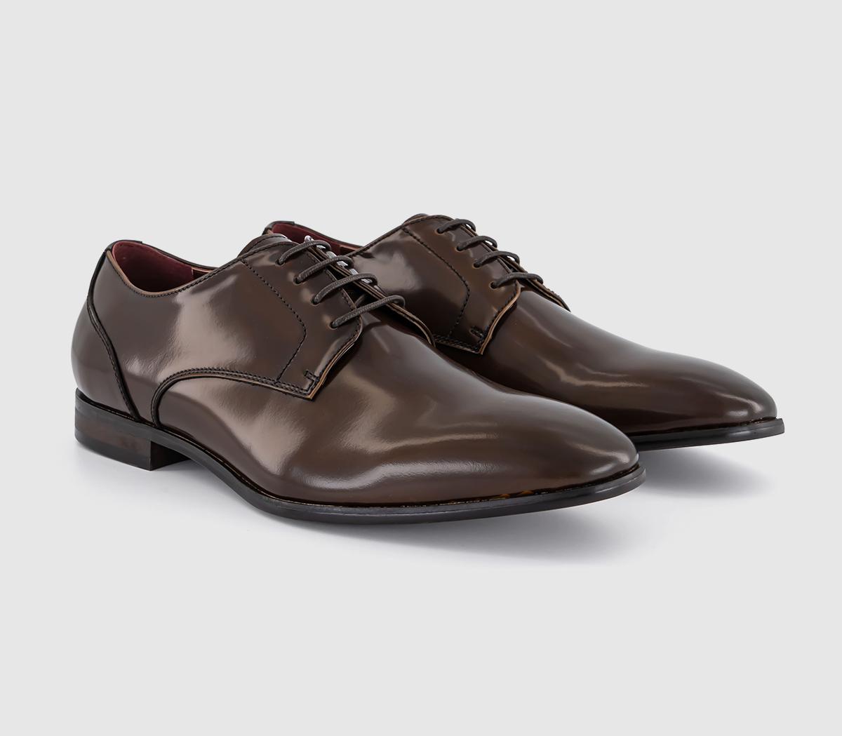 PosteParker Plain Toe Derby Shoes PosteParker Plain Toe Derby ShoesDark Tan Leather