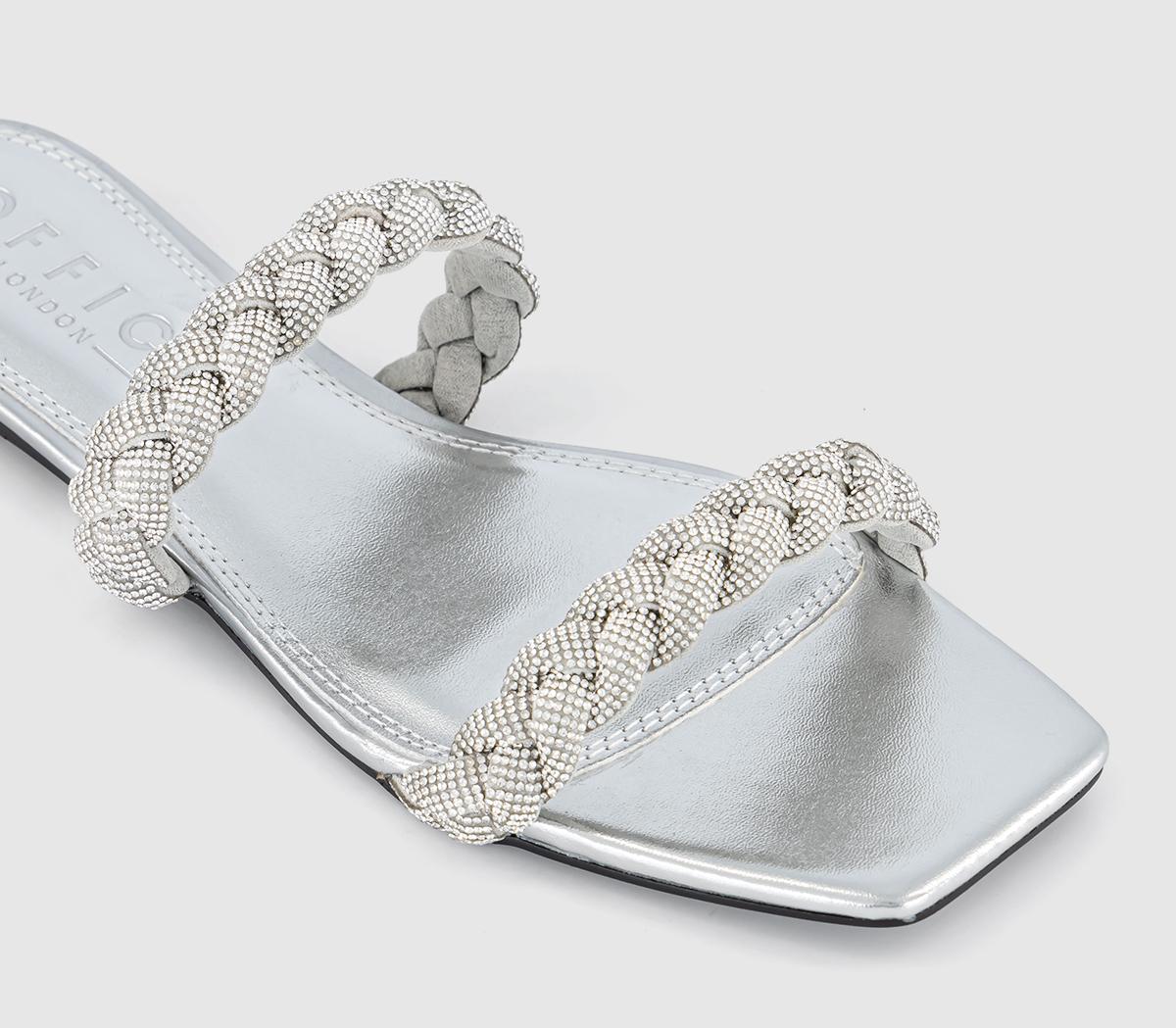 OFFICEStella Embellished Two Plait Sandals OFFICEStella Embellished Two Plait SandalsSilver