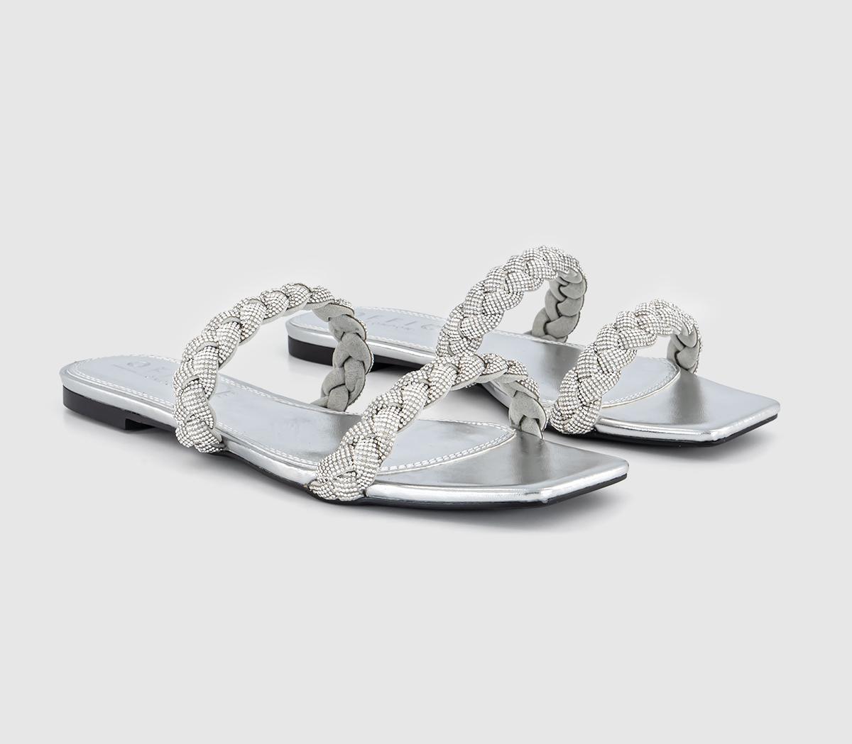 OFFICEStella Embellished Two Plait Sandals OFFICEStella Embellished Two Plait SandalsSilver