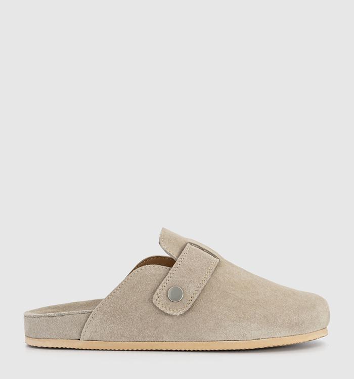 OFFICE Star Buckle Detail Slip On Clogs Taupe Suede