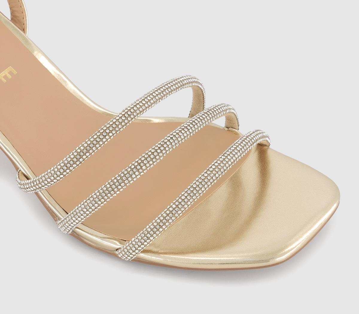 OFFICEMargot Embellished Block Heels Ankle Strap Gold