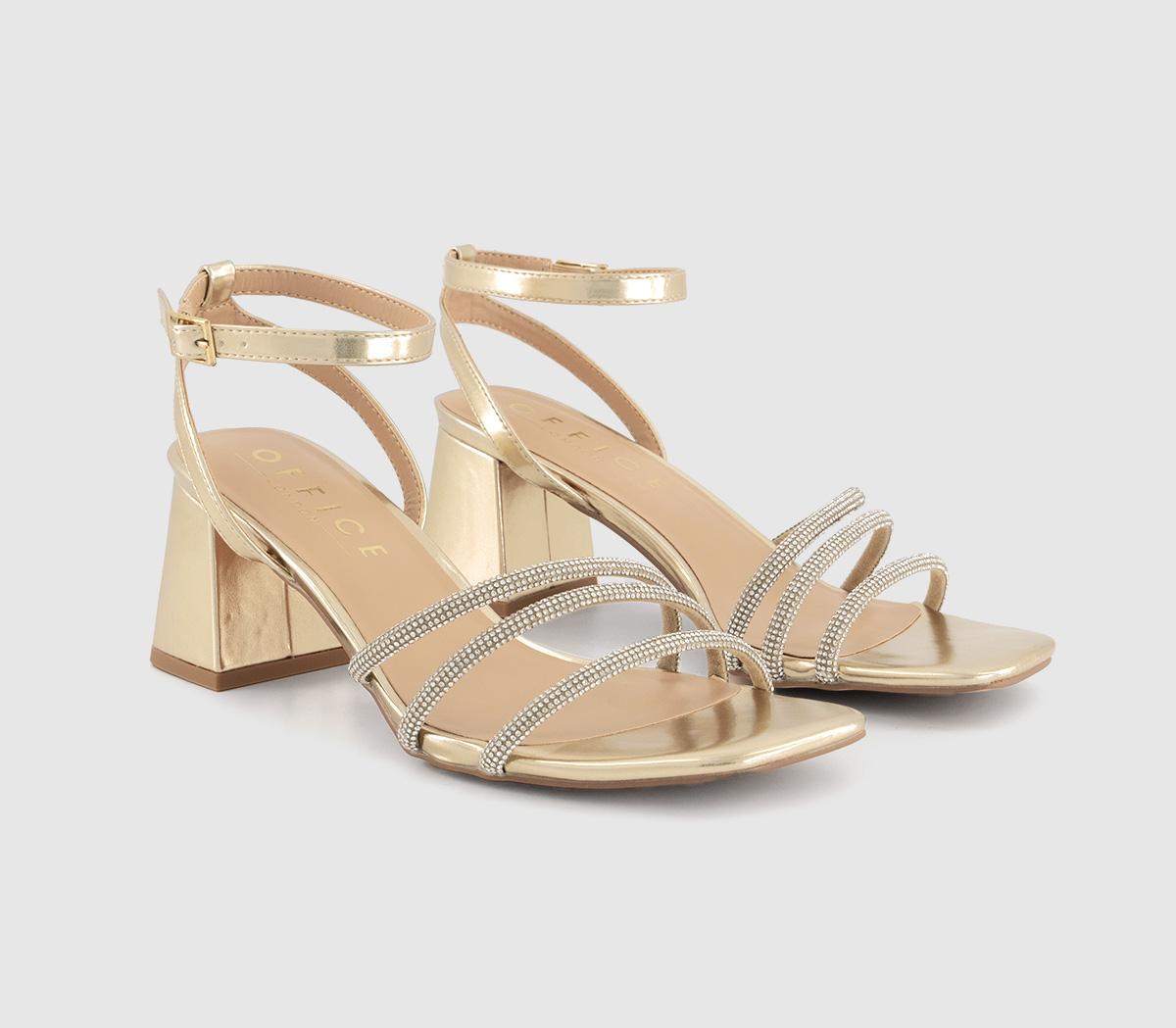 OFFICEMargot Embellished Block Heels Ankle Strap Gold