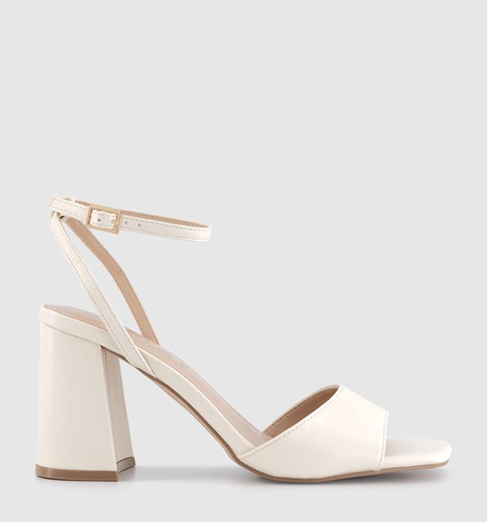OFFICE Marine- Double Strap Block Heels Off White