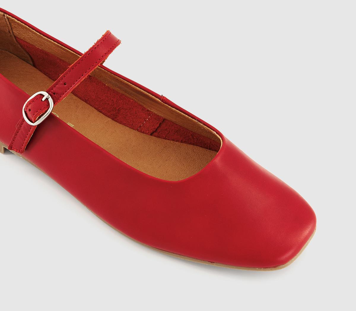 OFFICE Friday Mary Jane Ballet Pumps OFFICE Friday Mary Jane Ballet Pumps Red Leather