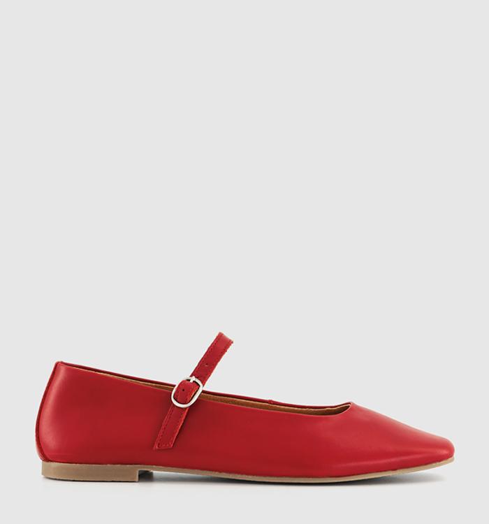 OFFICE Friday- Mary Jane Ballet Pumps Red Leather