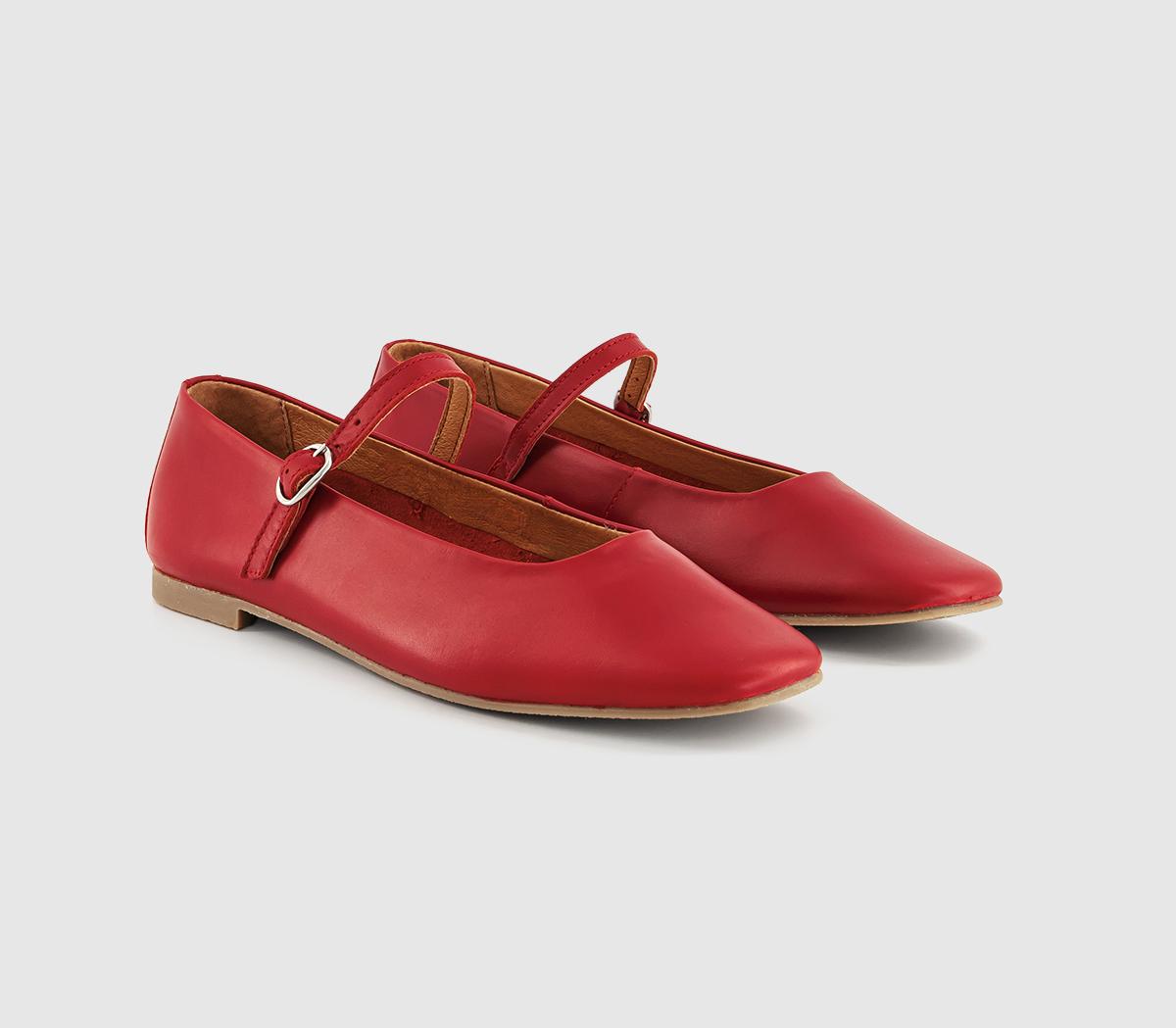 OFFICE Friday Mary Jane Ballet Pumps OFFICE Friday Mary Jane Ballet Pumps Red Leather