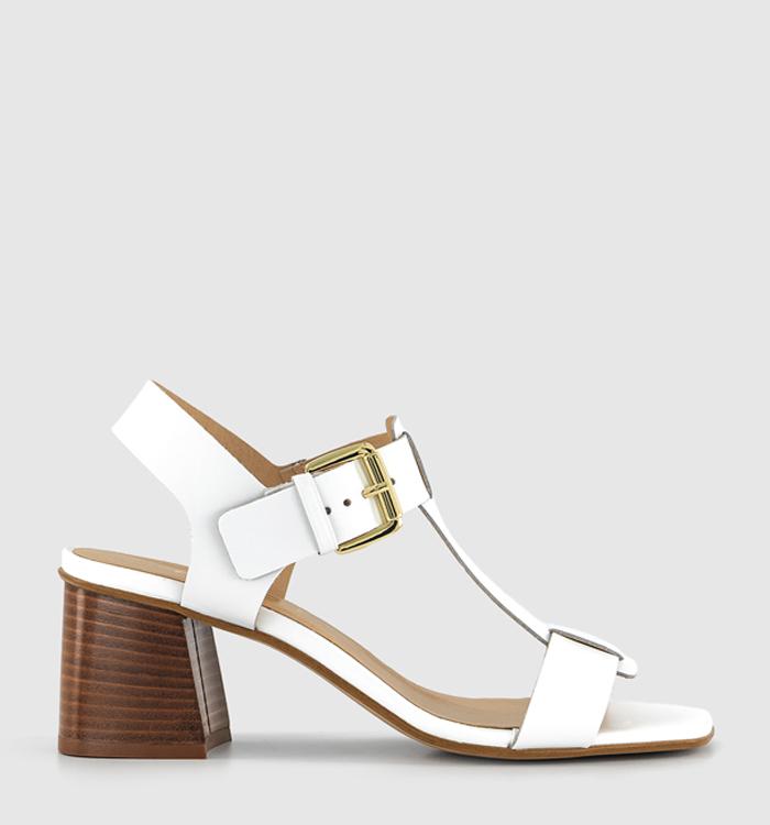 OFFICE Mauritius T Bar Sandals White Leather