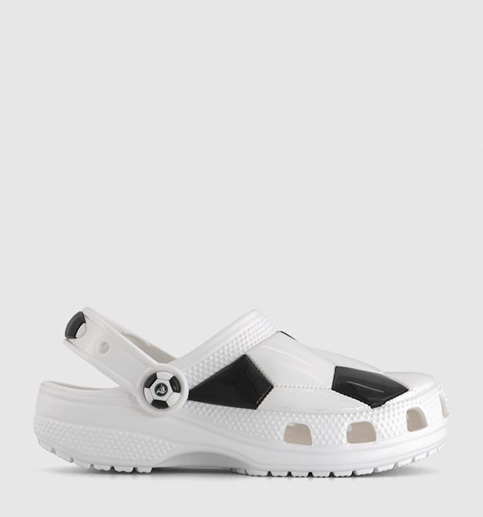 Crocs Classic Soccer Ball Clogs White Black