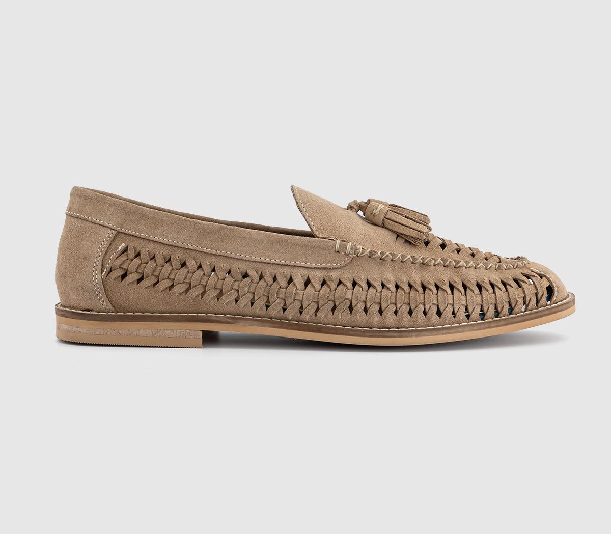 OFFICE Canberra Tassel Woven Loafers Stone Suede - Men's Casual Shoes