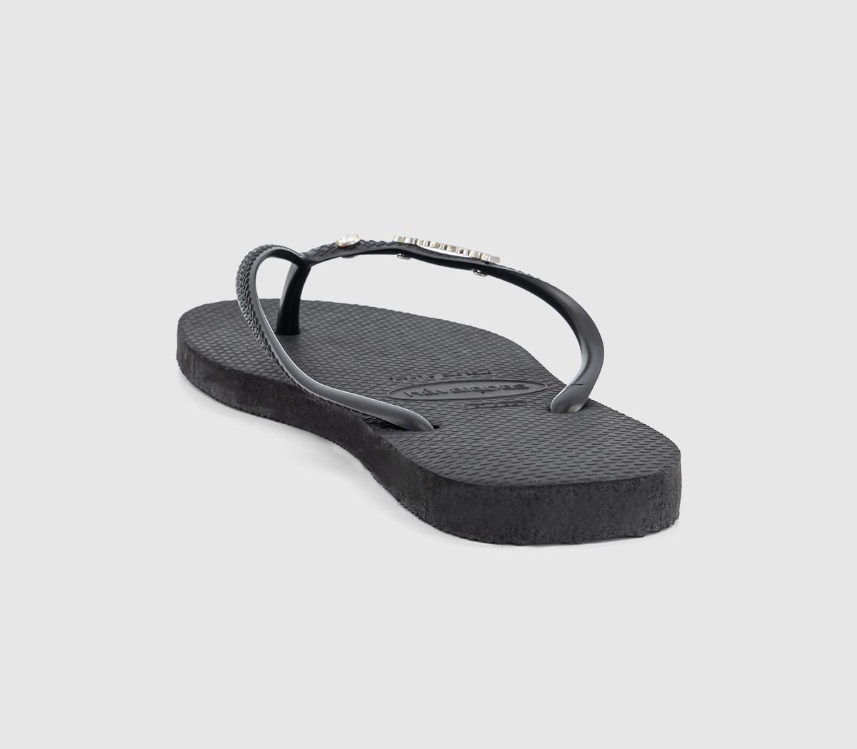 HavaianasSlim Metal Crystal Logo Flip Flops HavaianasSlim Metal Crystal Logo Flip FlopsBlack