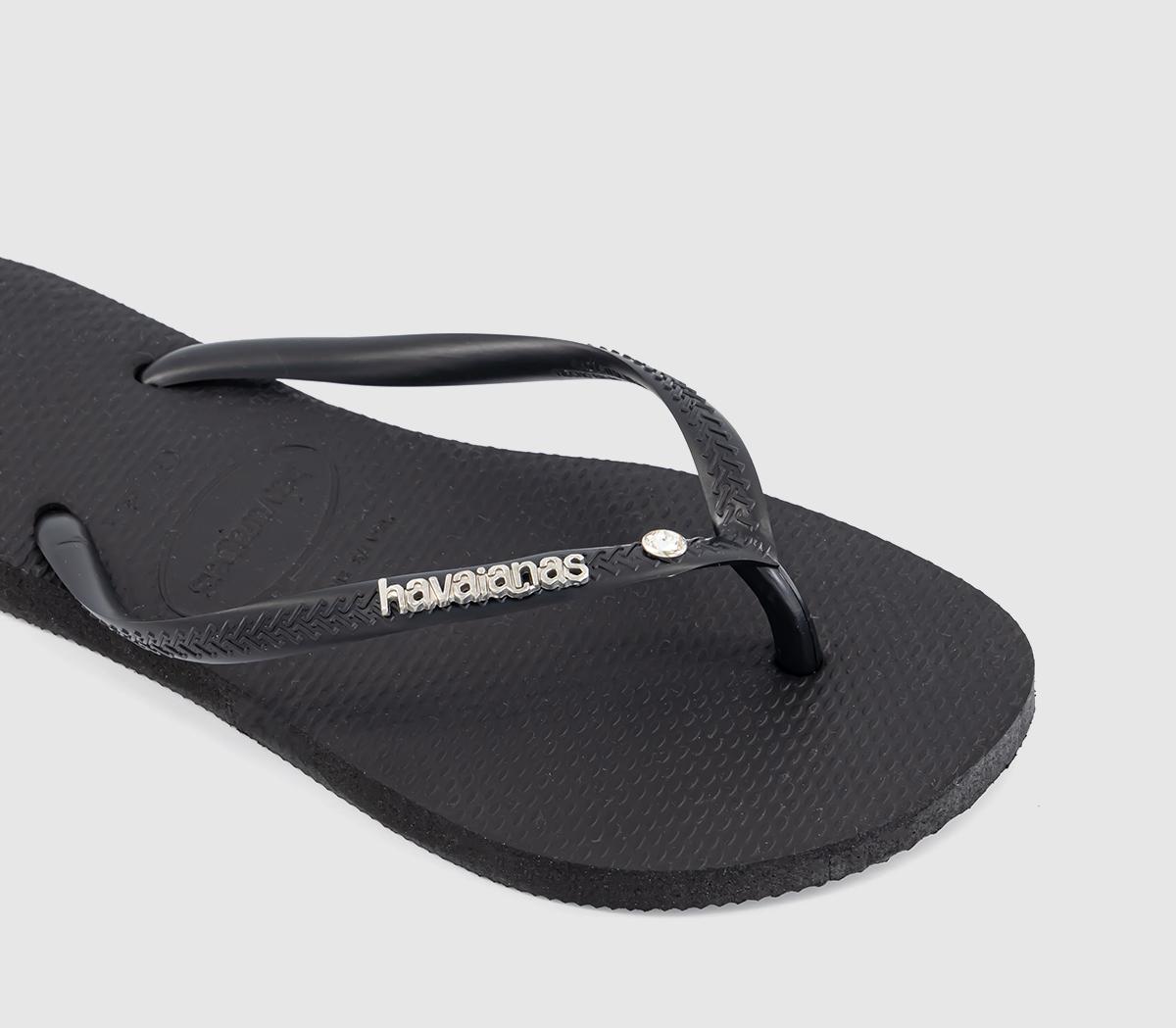 HavaianasSlim Metal Crystal Logo Flip Flops HavaianasSlim Metal Crystal Logo Flip FlopsBlack