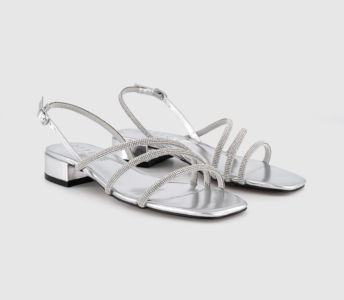 OFFICE Seduce Asymetric Strap Sandals Silver Embellished - Women’s Sandals