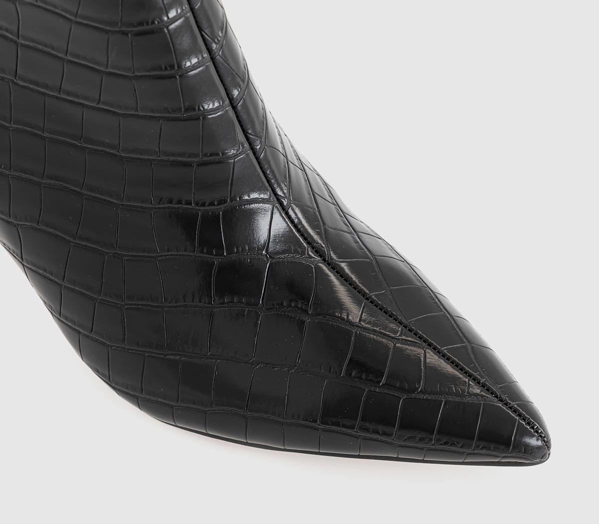 OFFICEAdele Slim Heel Ankle BootsBlack Croc