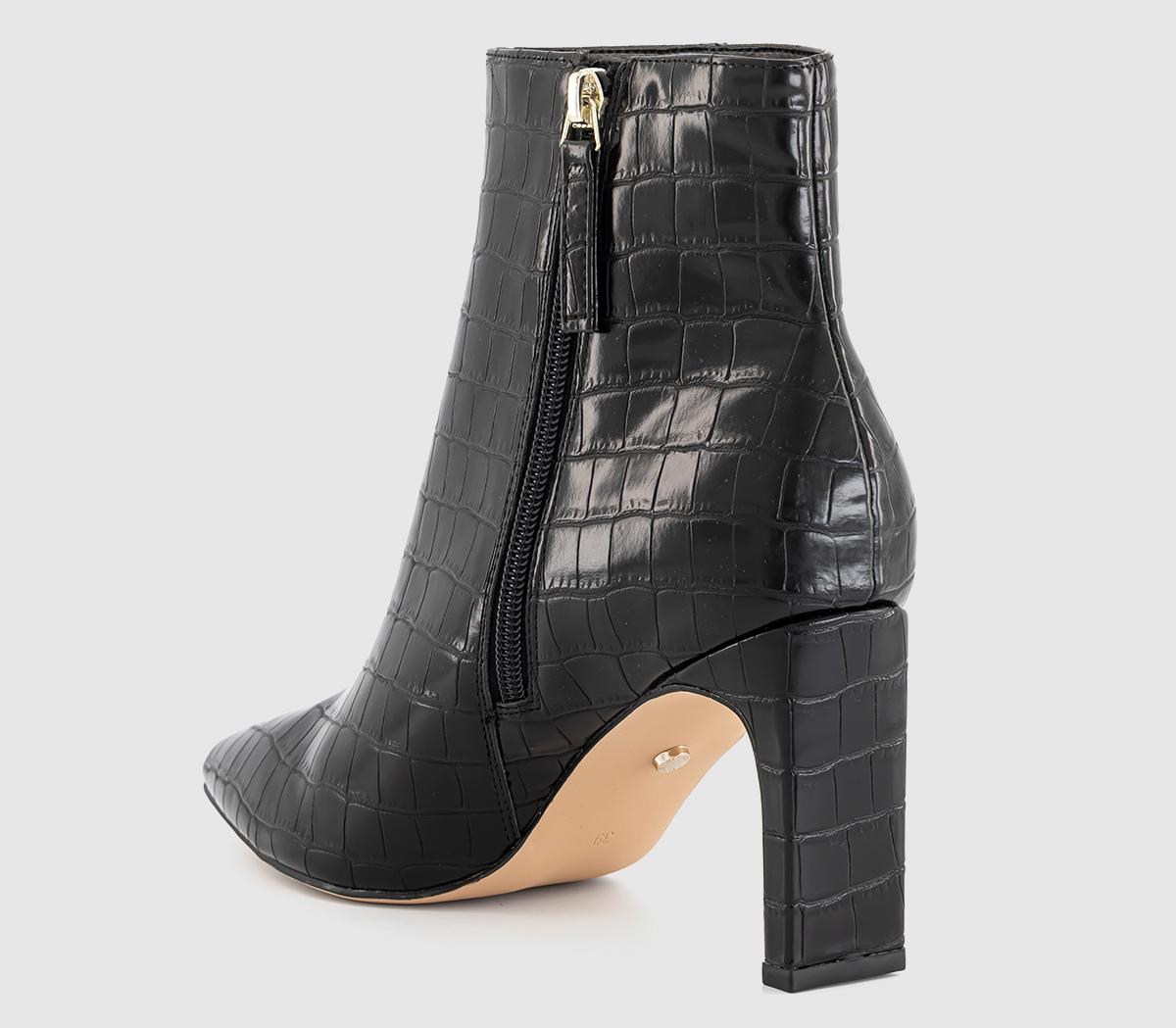 OFFICEAdele Slim Heel Ankle BootsBlack Croc