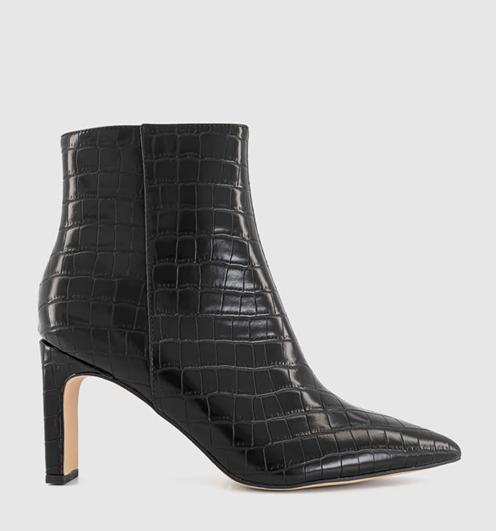 OFFICE Adele Slim Heel Ankle Boots Black Croc