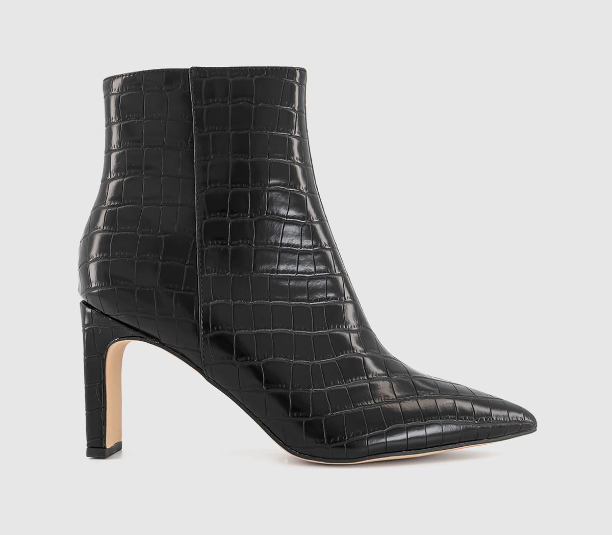 OFFICEAdele Slim Heel Ankle BootsBlack Croc