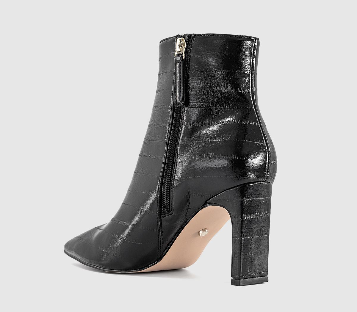 OFFICEAdele Slim Heel Ankle BootsBlack Emboss